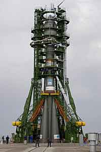Sojus Fregat auf dem Startplatz; Credit: Roskosmos
