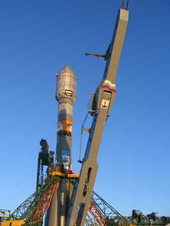 Radarsat-2-Tr�gerrakete (Sojus) am Launchpad; Credit: Roskosmos