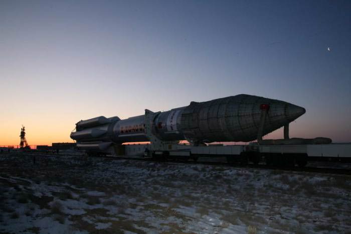 Proton M wird zum Start gebracht; Credit: Roskosmos Proton M wird zum Start gebracht; Credit: Roskosmos